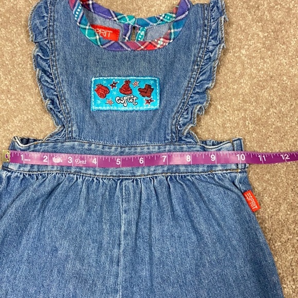 Vintage 80’s esprit pinafore overalls flannel ruffle - Picture 6 of 8